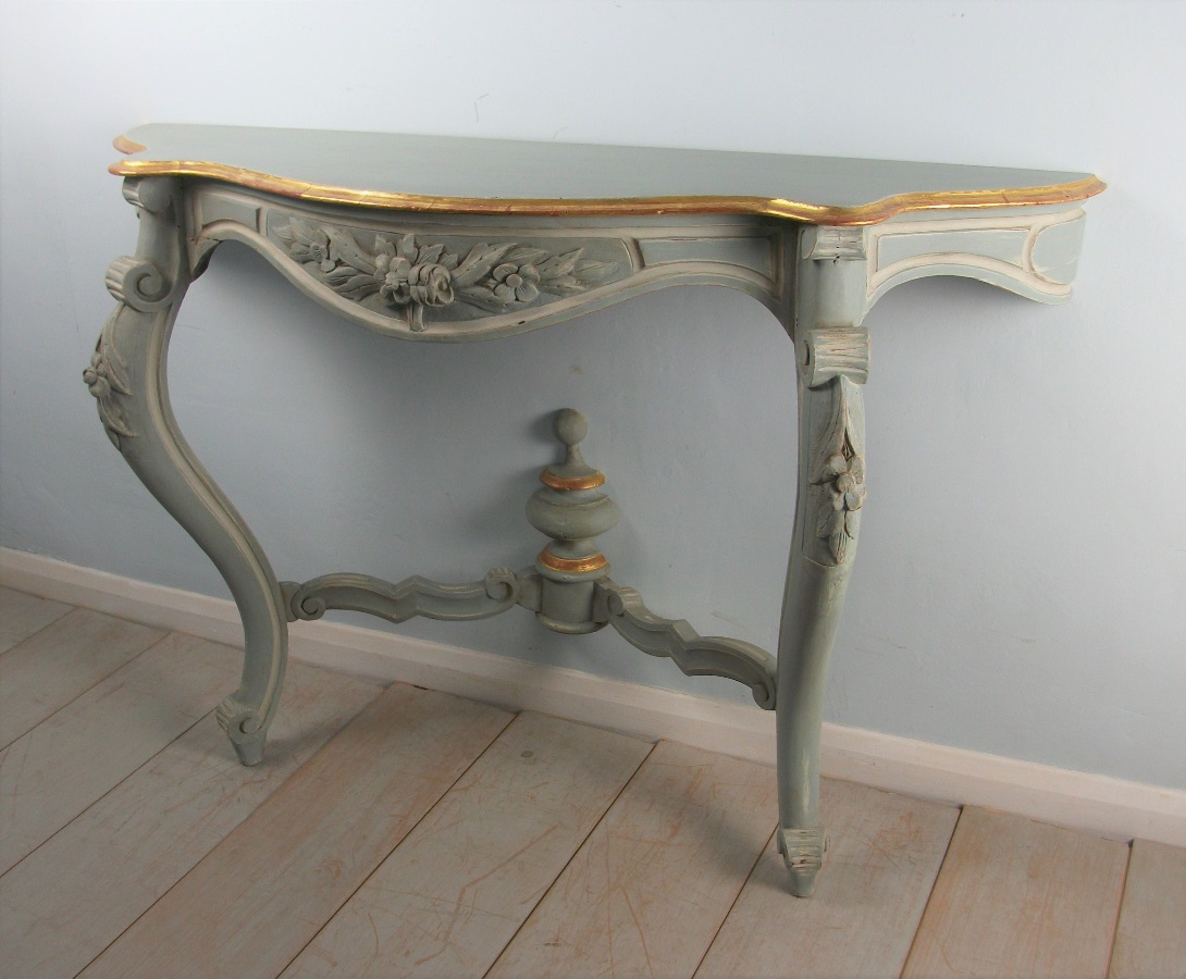 Pair of Painted and Gilded Italian Console Tables